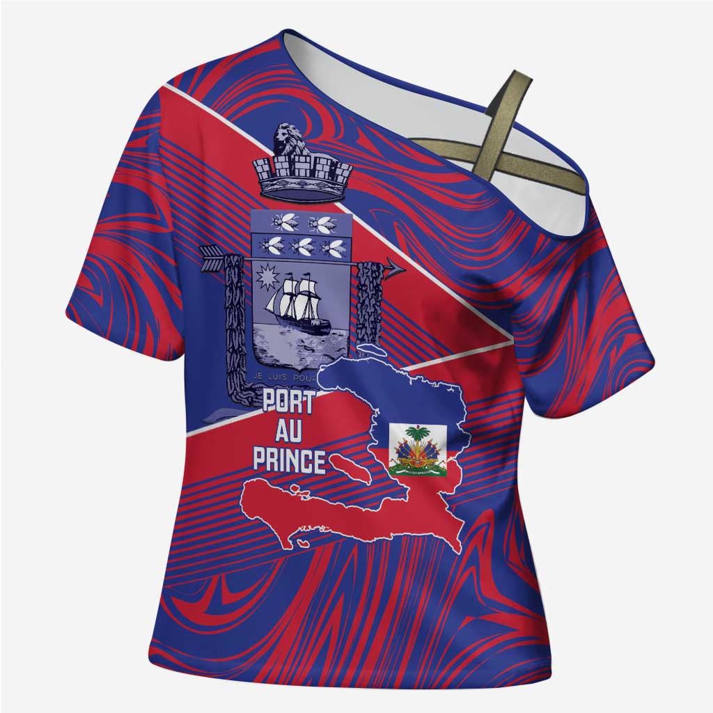 Port-au-Prince Afro-Haitians Cross Shoulder Shirt Ayiti Map Pòtoprens Flag Color - African Pride