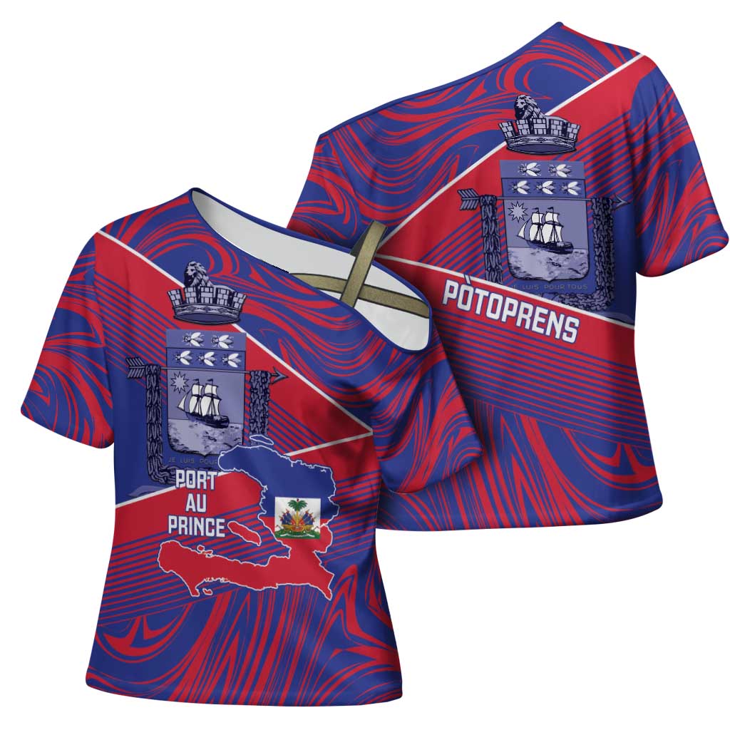 Port-au-Prince Afro-Haitians Cross Shoulder Shirt Ayiti Map Pòtoprens Flag Color - African Pride
