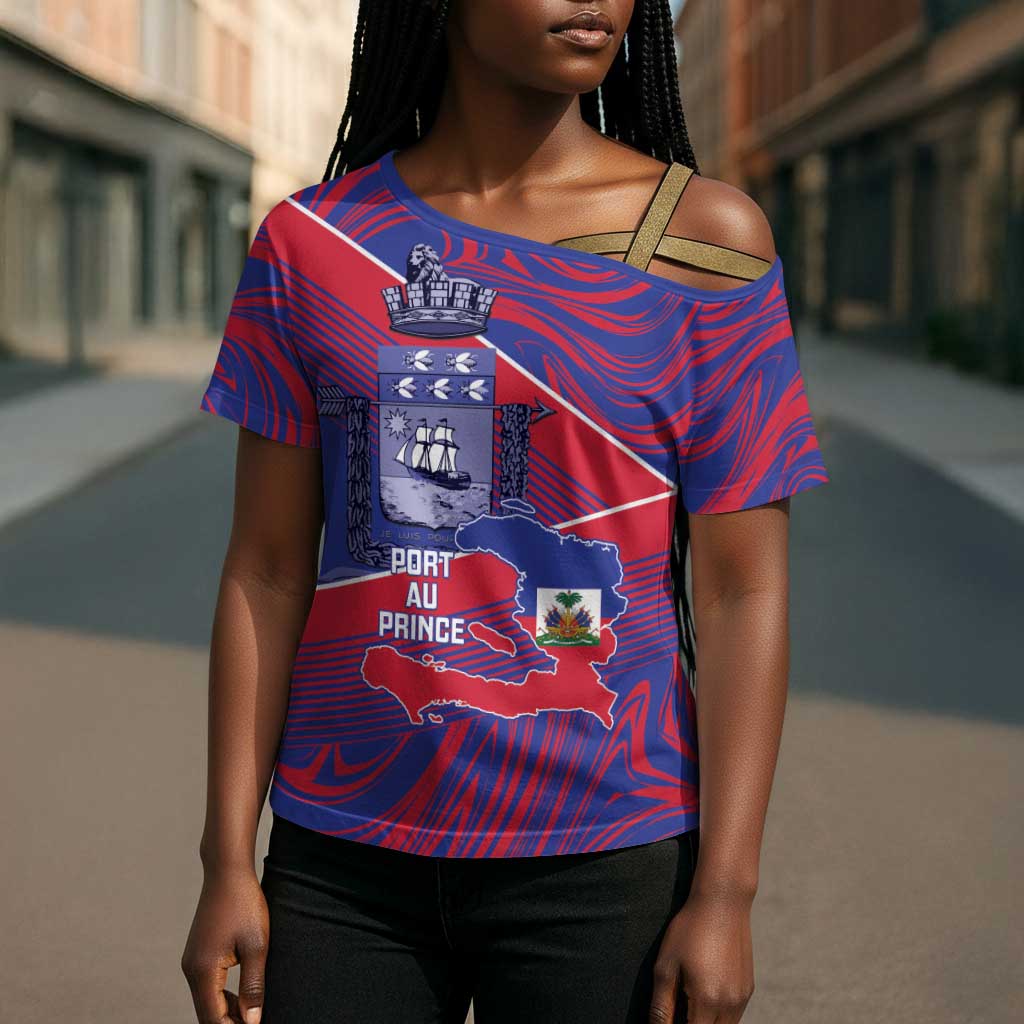 Port-au-Prince Afro-Haitians Cross Shoulder Shirt Ayiti Map Pòtoprens Flag Color - African Pride