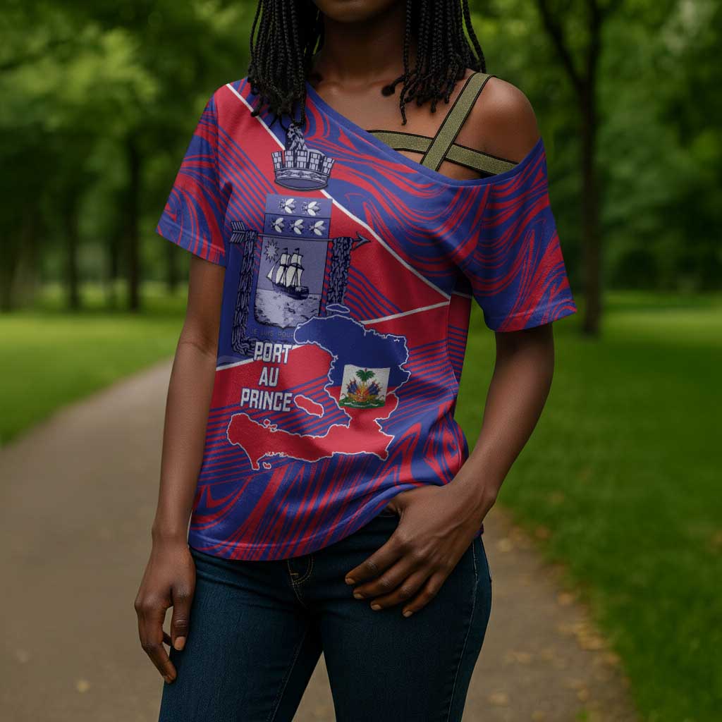 Port-au-Prince Afro-Haitians Cross Shoulder Shirt Ayiti Map Pòtoprens Flag Color - African Pride