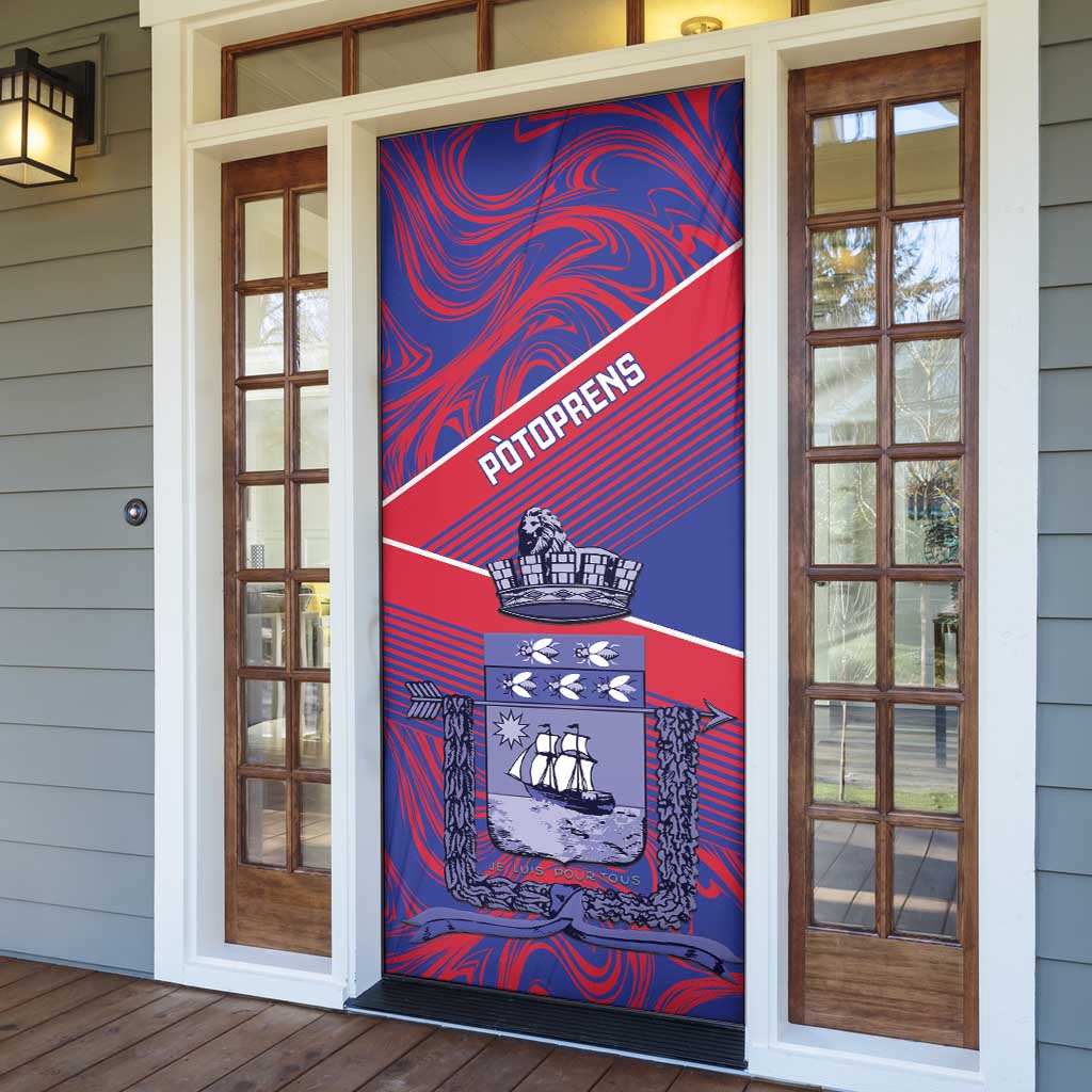 Port-au-Prince Afro-Haitians Door Cover Ayiti Map Pòtoprens Flag Color - African Pride