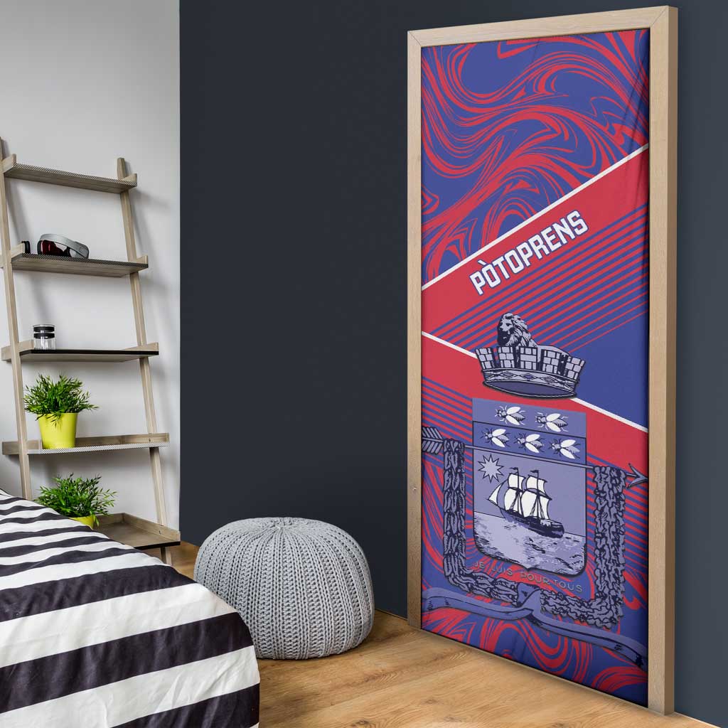 Port-au-Prince Afro-Haitians Door Cover Ayiti Map Pòtoprens Flag Color - African Pride