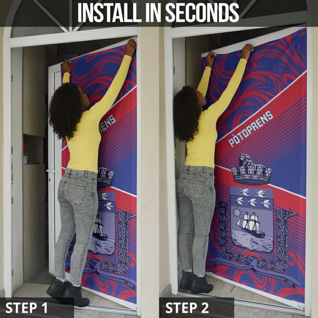 Port-au-Prince Afro-Haitians Door Cover Ayiti Map Pòtoprens Flag Color - African Pride