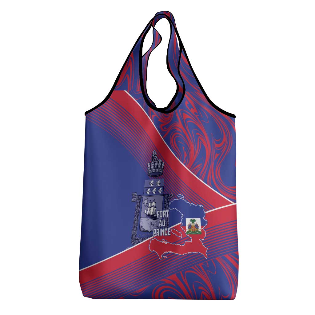 Port-au-Prince Afro-Haitians Grocery Bag Ayiti Map Pòtoprens Flag Color - African Pride