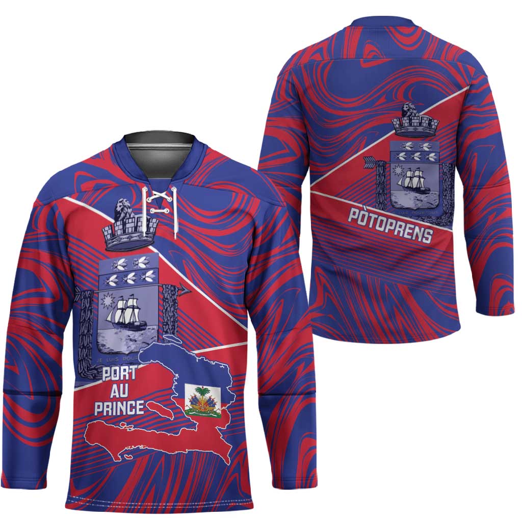 Port-au-Prince Afro-Haitians Hockey Jersey Ayiti Map Pòtoprens Flag Color - African Pride