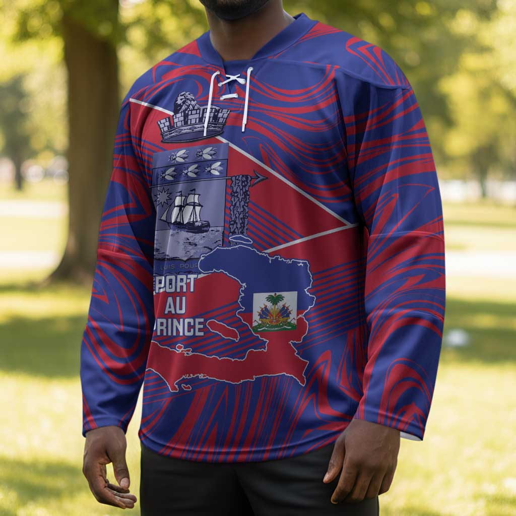 Port-au-Prince Afro-Haitians Hockey Jersey Ayiti Map Pòtoprens Flag Color - African Pride