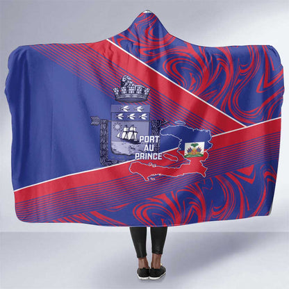 Port-au-Prince Afro-Haitians Hooded Blanket Ayiti Map Pòtoprens Flag Color - African Pride