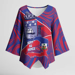 Port-au-Prince Afro-Haitians Kimono Sleeve Blouse Ayiti Map Pòtoprens Flag Color - African Pride