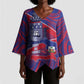 Port-au-Prince Afro-Haitians Kimono Sleeve Blouse Ayiti Map Pòtoprens Flag Color - African Pride