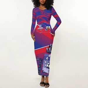 Port-au-Prince Afro-Haitians Long Sleeve Bodycon Dress Ayiti Map Pòtoprens Flag Color - African Pride