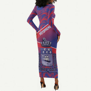 Port-au-Prince Afro-Haitians Long Sleeve Bodycon Dress Ayiti Map Pòtoprens Flag Color - African Pride