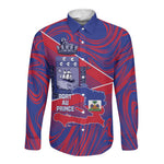 Port-au-Prince Afro-Haitians Long Sleeve Button Shirt Ayiti Map Pòtoprens Flag Color - African Pride