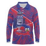 Port-au-Prince Afro-Haitians Long Sleeve Polo Shirt Ayiti Map Pòtoprens Flag Color - African Pride