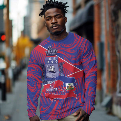 Port-au-Prince Afro-Haitians Long Sleeve Shirt Ayiti Map Pòtoprens Flag Color - African Pride