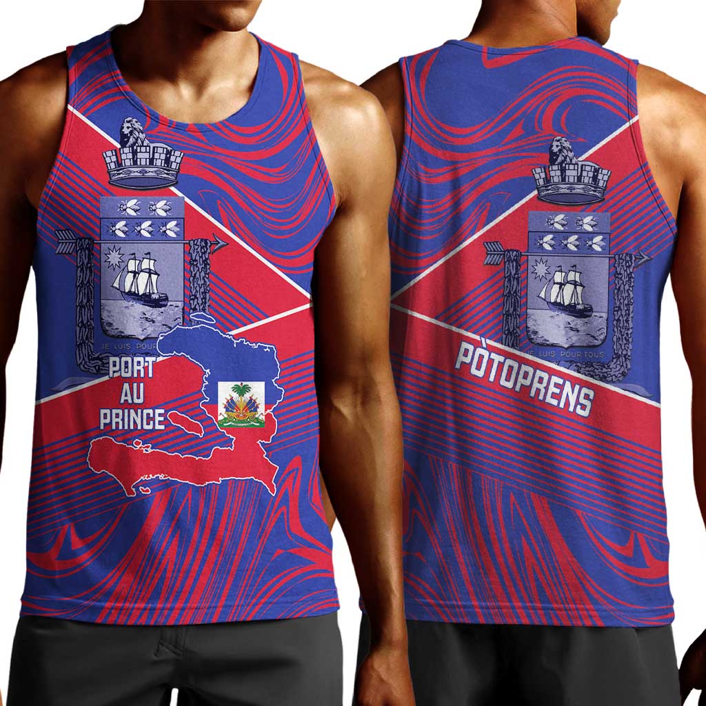 Port-au-Prince Afro-Haitians Men Tank Top Ayiti Map Pòtoprens Flag Color - African Pride