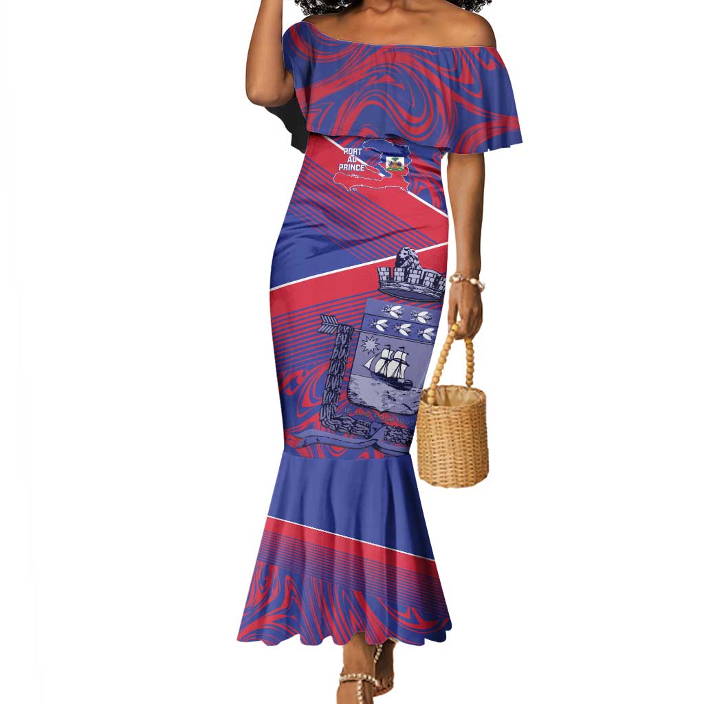 Port-au-Prince Afro-Haitians Mermaid Dress Ayiti Map Pòtoprens Flag Color - African Pride