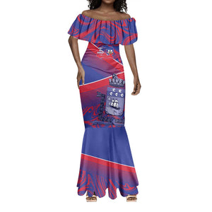 Port-au-Prince Afro-Haitians Mermaid Dress Ayiti Map Pòtoprens Flag Color - African Pride