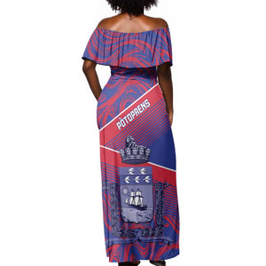 Port-au-Prince Afro-Haitians Off Shoulder Maxi Dress Ayiti Map Pòtoprens Flag Color - African Pride