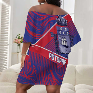 Port-au-Prince Afro-Haitians Off Shoulder Short Dress Ayiti Map Pòtoprens Flag Color - African Pride