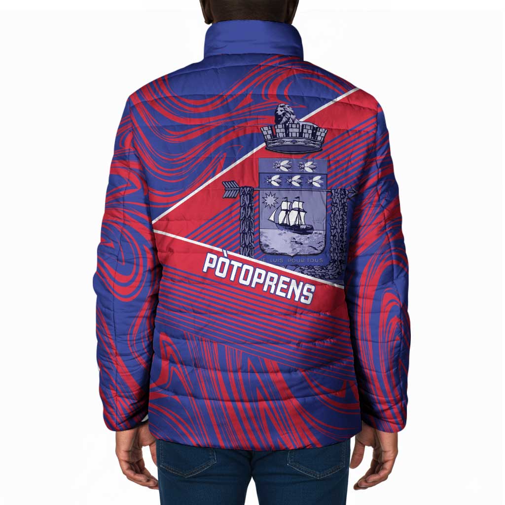 Port-au-Prince Afro-Haitians Padded Jacket Ayiti Map Pòtoprens Flag Color - African Pride