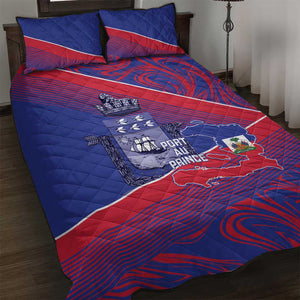 Port-au-Prince Afro-Haitians Quilt Bed Set Ayiti Map Pòtoprens Flag Color - African Pride
