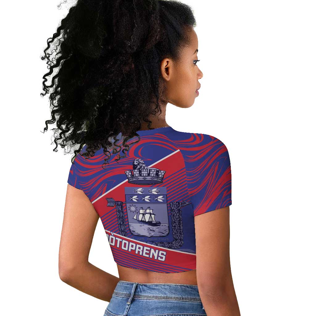 Port-au-Prince Afro-Haitians Raglan Cropped T shirt Ayiti Map Pòtoprens Flag Color LT14