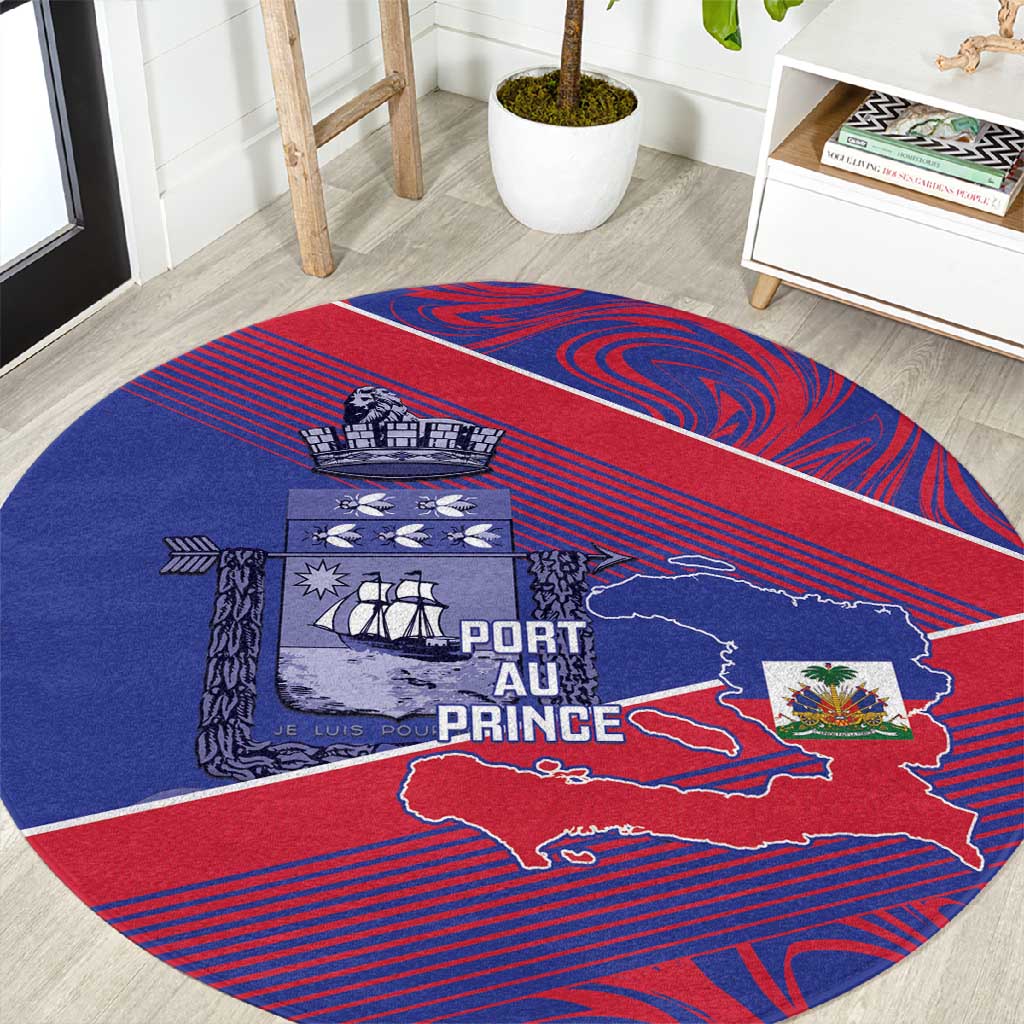 Port-au-Prince Afro-Haitians Round Carpet Ayiti Map Pòtoprens Flag Color - African Pride