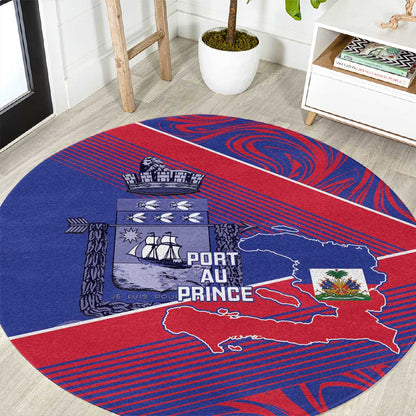 Port-au-Prince Afro-Haitians Round Carpet Ayiti Map Pòtoprens Flag Color - African Pride