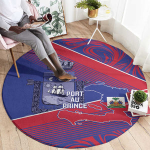 Port-au-Prince Afro-Haitians Round Carpet Ayiti Map Pòtoprens Flag Color - African Pride