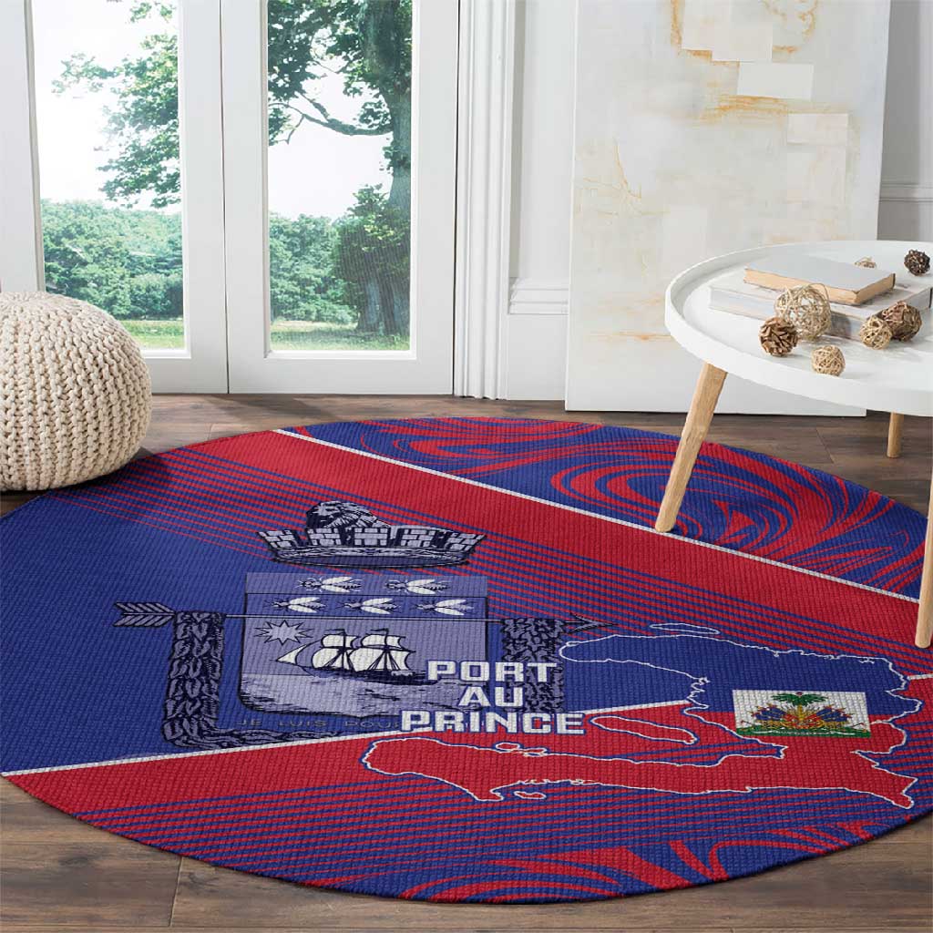 Port-au-Prince Afro-Haitians Round Carpet Ayiti Map Pòtoprens Flag Color - African Pride