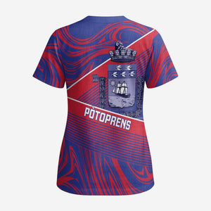 Port-au-Prince Afro-Haitians Scrub Top Ayiti Map Pòtoprens Flag Color - African Pride