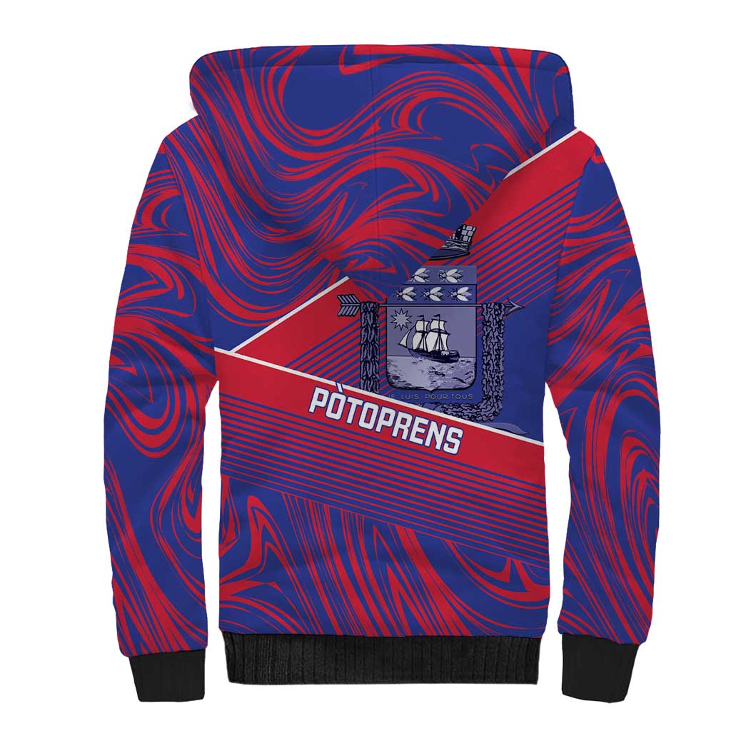Port-au-Prince Afro-Haitians Sherpa Hoodie Ayiti Map Pòtoprens Flag Color - African Pride