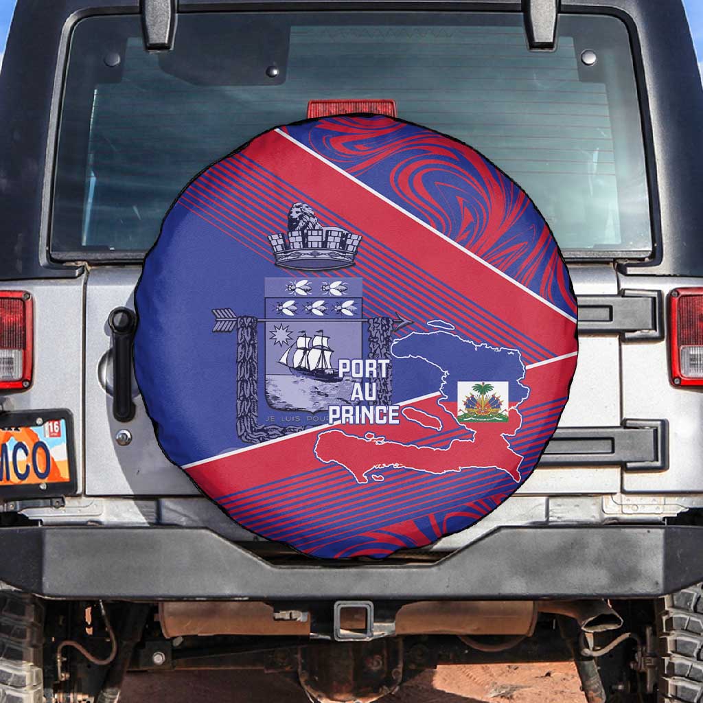 Port-au-Prince Afro-Haitians Spare Tire Cover Ayiti Map Pòtoprens Flag Color - African Pride