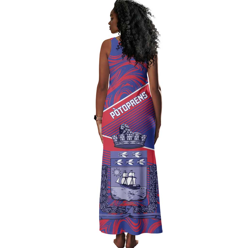 Port-au-Prince Afro-Haitians Tank Maxi Dress Ayiti Map Pòtoprens Flag Color - African Pride