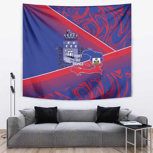 Port-au-Prince Afro-Haitians Tapestry Ayiti Map Pòtoprens Flag Color - African Pride