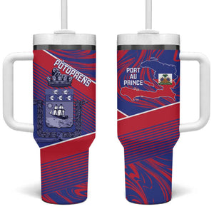 Port-au-Prince Afro-Haitians Tumbler With Handle Ayiti Map Pòtoprens Flag Color - African Pride