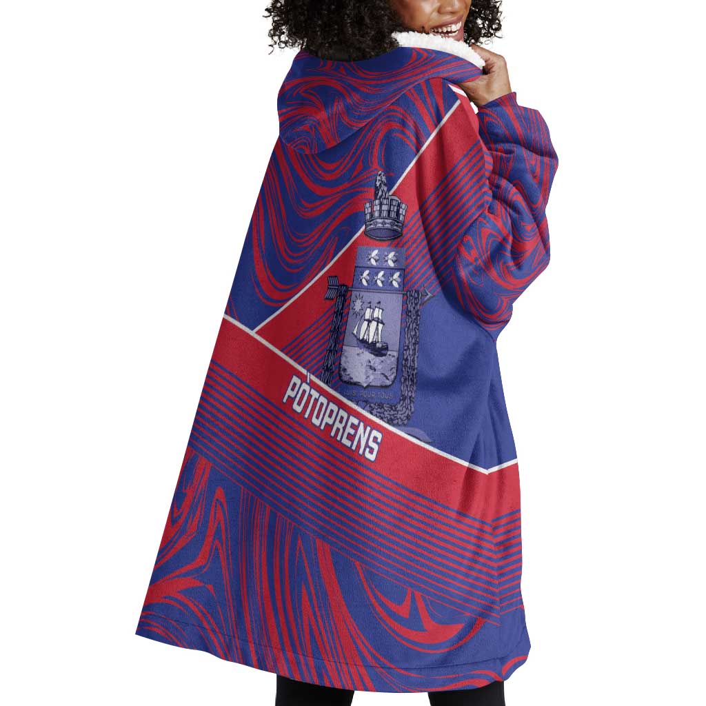 Port-au-Prince Afro-Haitians Wearable Blanket Hoodie Ayiti Map Pòtoprens Flag Color - African Pride