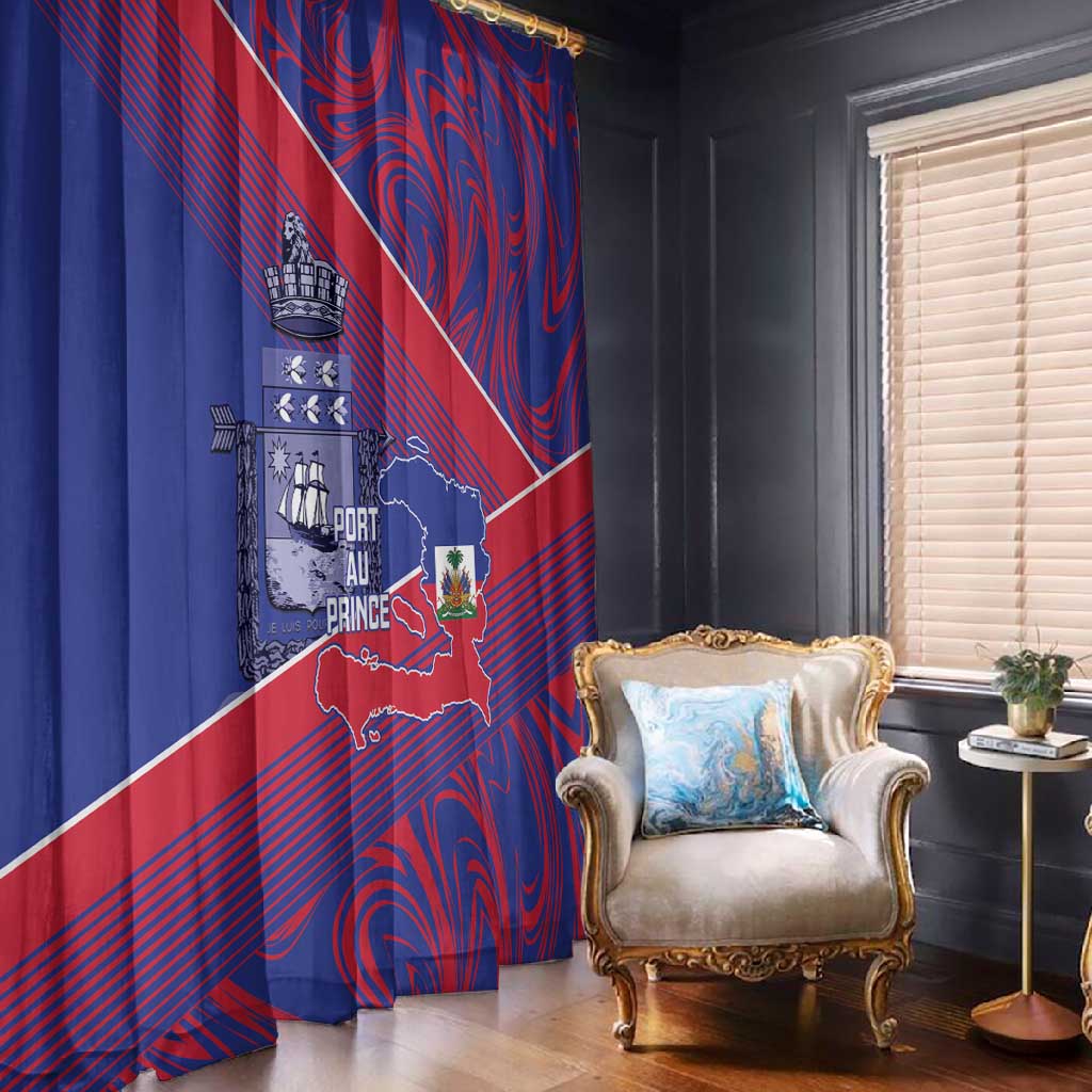 Port-au-Prince Afro-Haitians Window Curtain Ayiti Map Pòtoprens Flag Color - African Pride