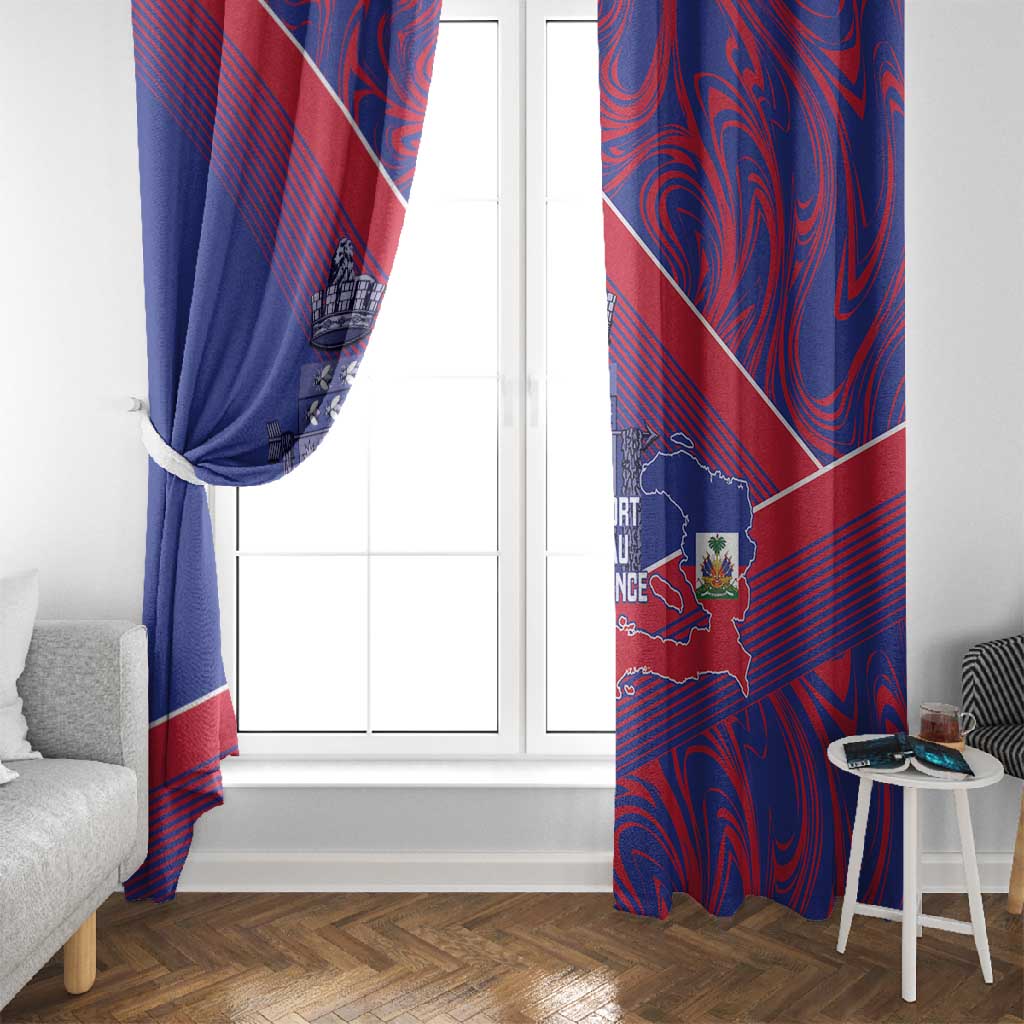 Port-au-Prince Afro-Haitians Window Curtain Ayiti Map Pòtoprens Flag Color - African Pride