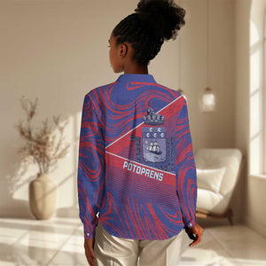 Port-au-Prince Afro-Haitians Women Casual Shirt Ayiti Map Pòtoprens Flag Color - African Pride