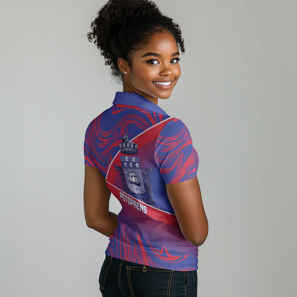 Port-au-Prince Afro-Haitians Women Polo Shirt Ayiti Map Pòtoprens Flag Color - African Pride