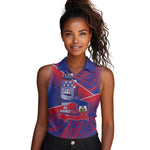 Port-au-Prince Afro-Haitians Women Sleeveless Polo Shirt Ayiti Map Pòtoprens Flag Color - African Pride