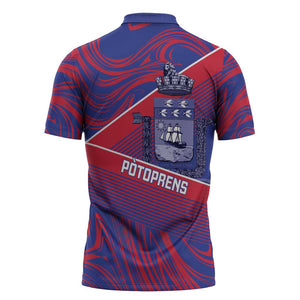 Port-au-Prince Afro-Haitians Zipper Polo Shirt Ayiti Map Pòtoprens Flag Color - African Pride