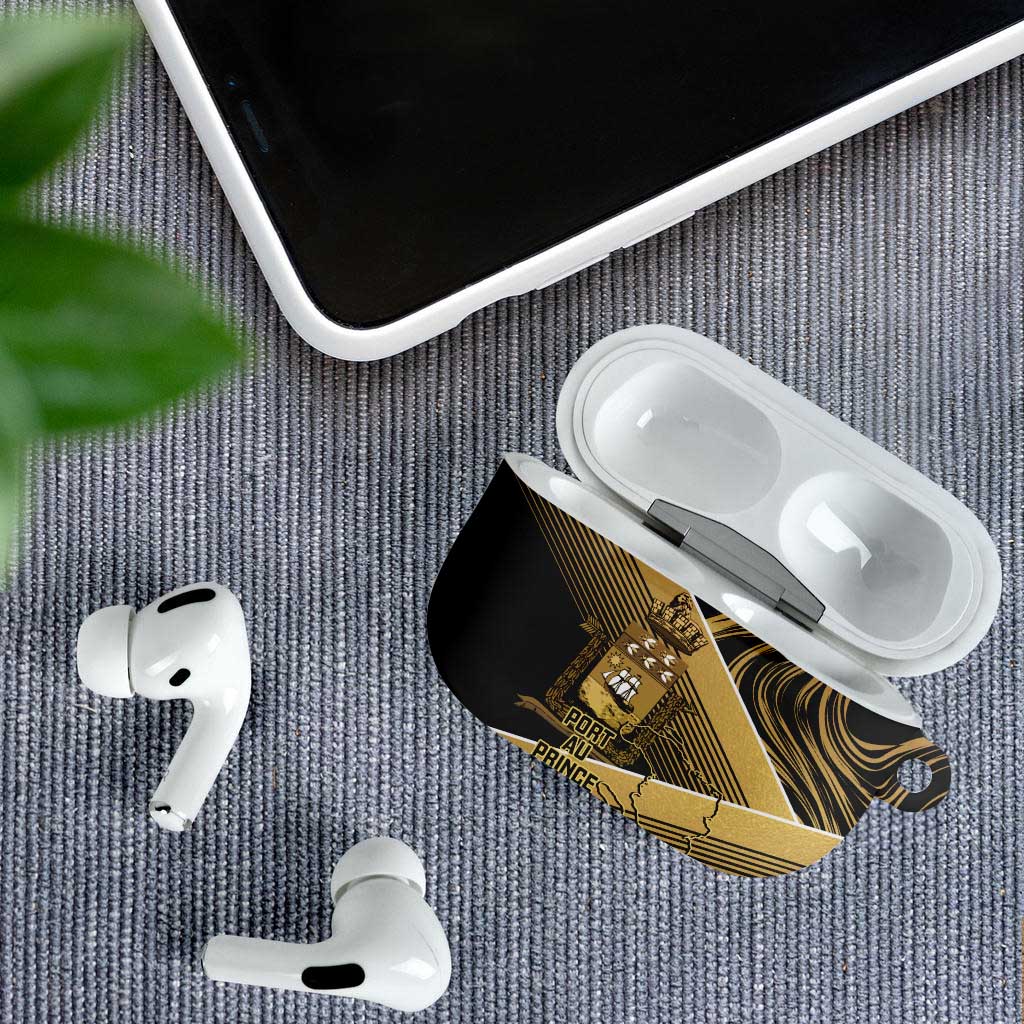 Port-au-Prince Afro-Haitians AirPods Case Ayiti Map Pòtoprens Gold Color - African Pride