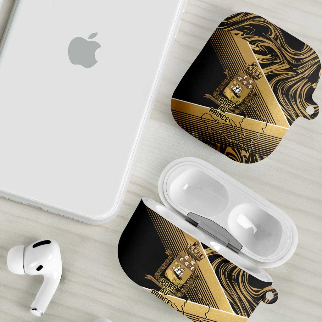 Port-au-Prince Afro-Haitians AirPods Case Ayiti Map Pòtoprens Gold Color - African Pride