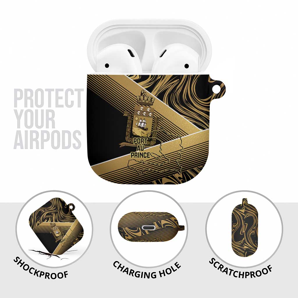 Port-au-Prince Afro-Haitians AirPods Case Ayiti Map Pòtoprens Gold Color - African Pride
