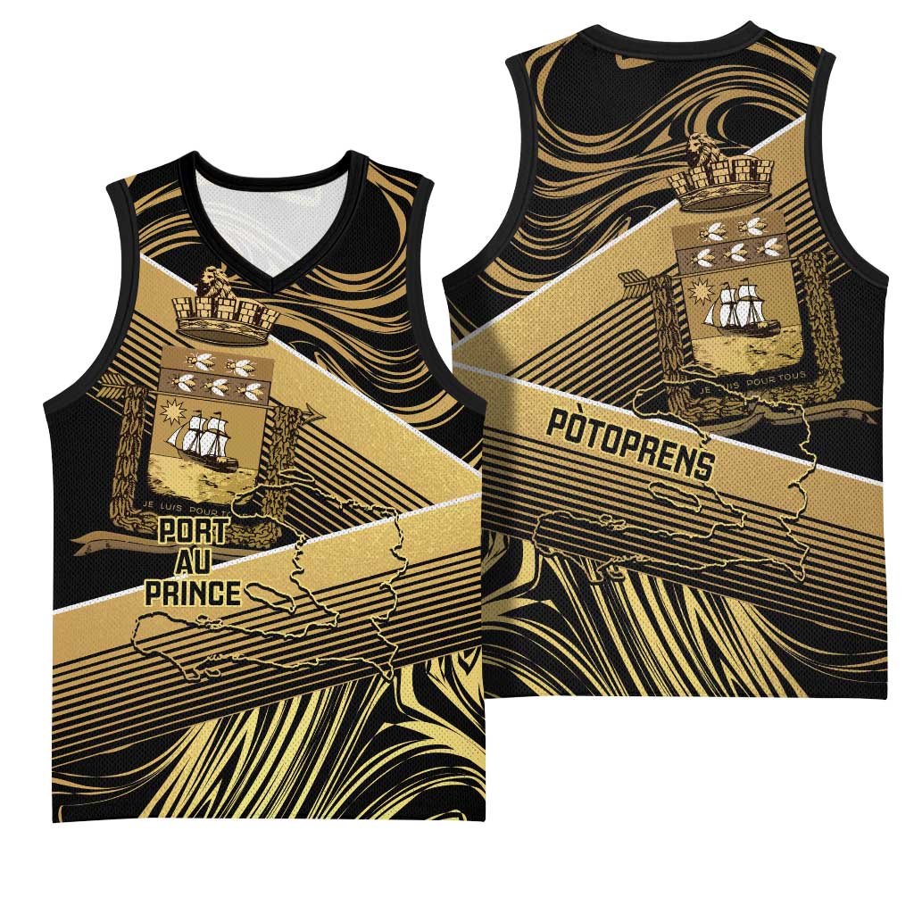 Port-au-Prince Afro-Haitians Basketball Jersey Ayiti Map Pòtoprens Gold Color - African Pride