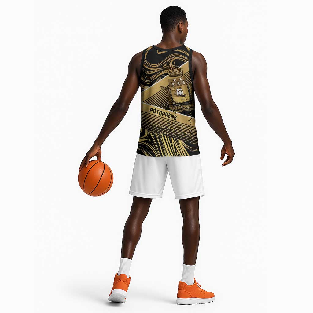 Port-au-Prince Afro-Haitians Basketball Jersey Ayiti Map Pòtoprens Gold Color - African Pride