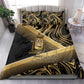 Port-au-Prince Afro-Haitians Bedding Set Ayiti Map Pòtoprens Gold Color - African Pride
