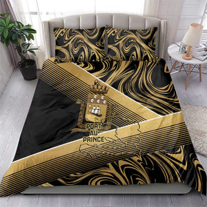 Port-au-Prince Afro-Haitians Bedding Set Ayiti Map Pòtoprens Gold Color - African Pride